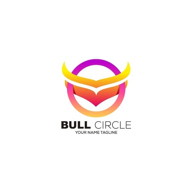 Bull horn circle design gradient color illustration symbol