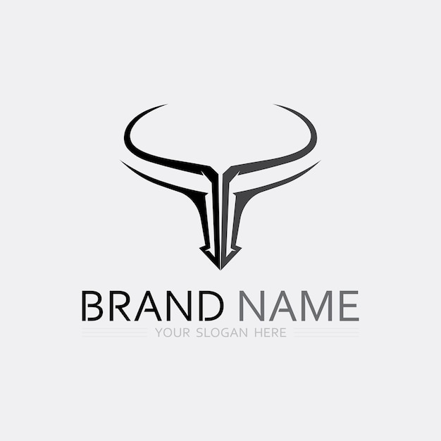 Bull horn cow and buffalo logo and symbol template icons app