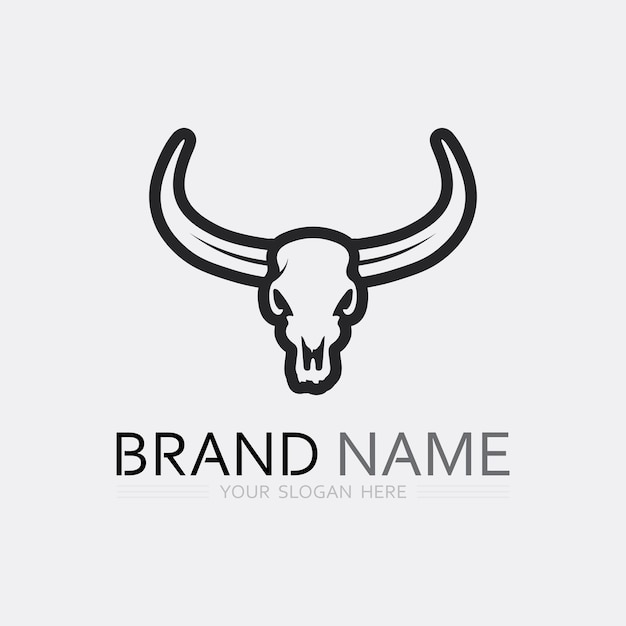 Bull horn cow and buffalo logo and symbol template icons app