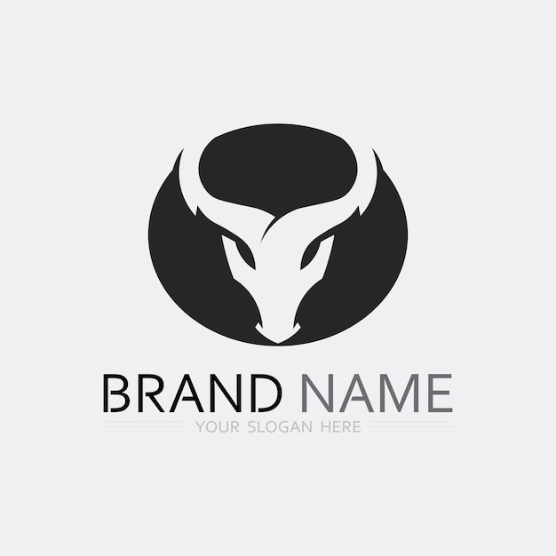 Bull horn cow and buffalo logo and symbol template icons app