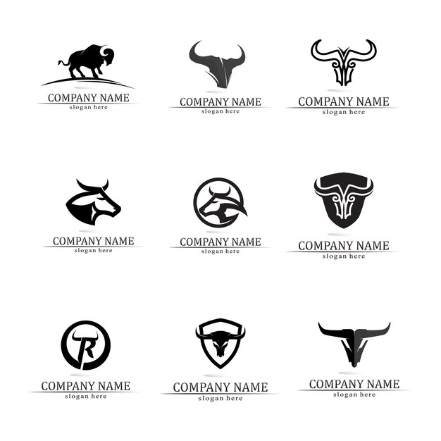 Вектор Приложение с логотипом бычьего рога и символом шаблона