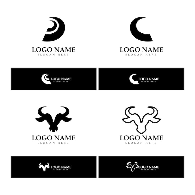 Bull Horn-logo en symboolsjabloonpictogrammen app