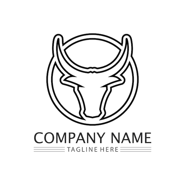 Vettore logo del corno di toro e icone del modello di simbolo app
