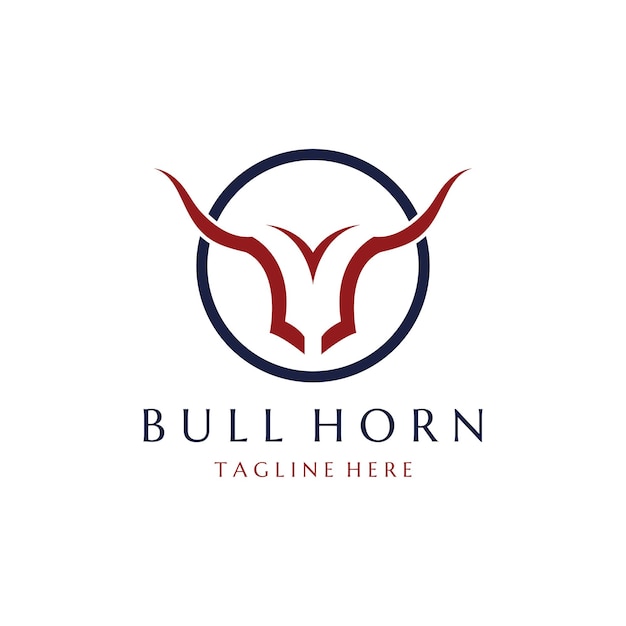 Логотип рога быка с векторным стилем шаблона