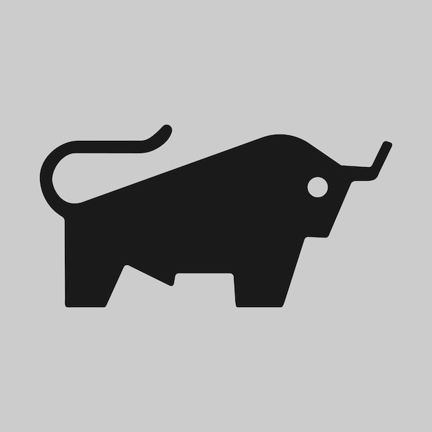 Bull icon Black silhouette Vector on gray background