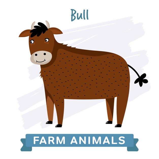 Vector bull isolated, farm animal