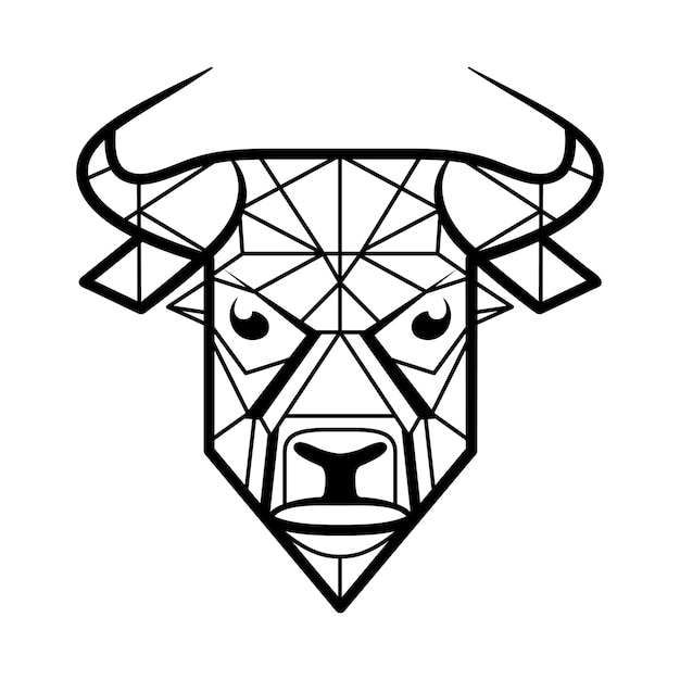 Bull logo design Abstract black geometric bull head Bull face drawing