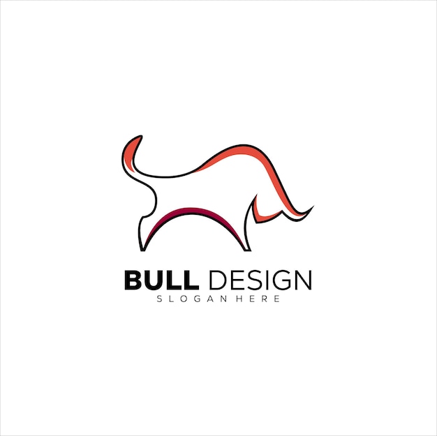 Bull logo design line art color