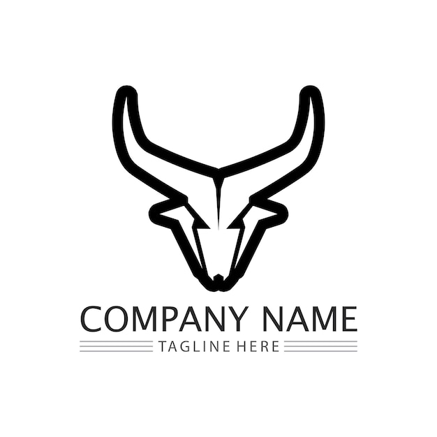 Bull logo and horn symbols cow vector template icons app