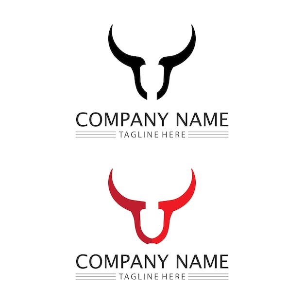 Bull logo and horn symbols cow vector template icons app