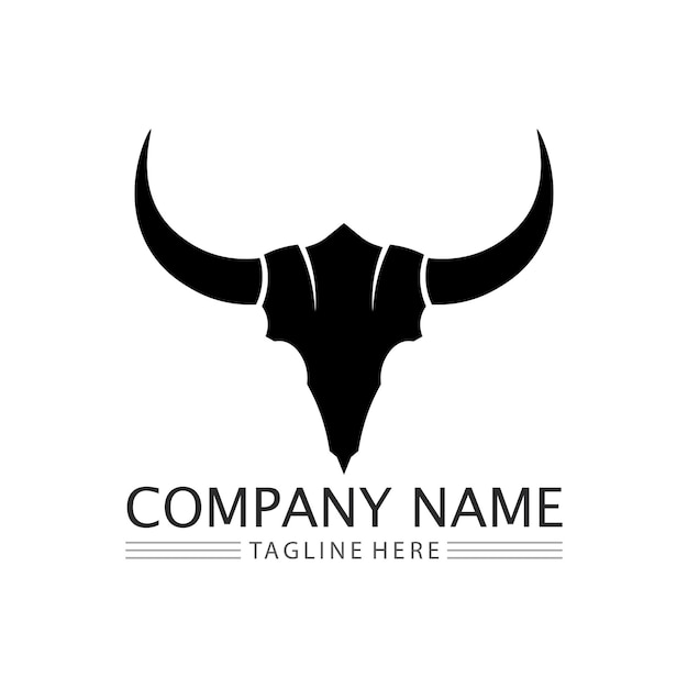 Bull logo and horn symbols cow vector template icons app