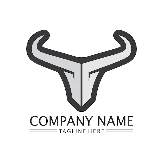 Логотип быка и символы рога коровы векторные иконки шаблона приложения