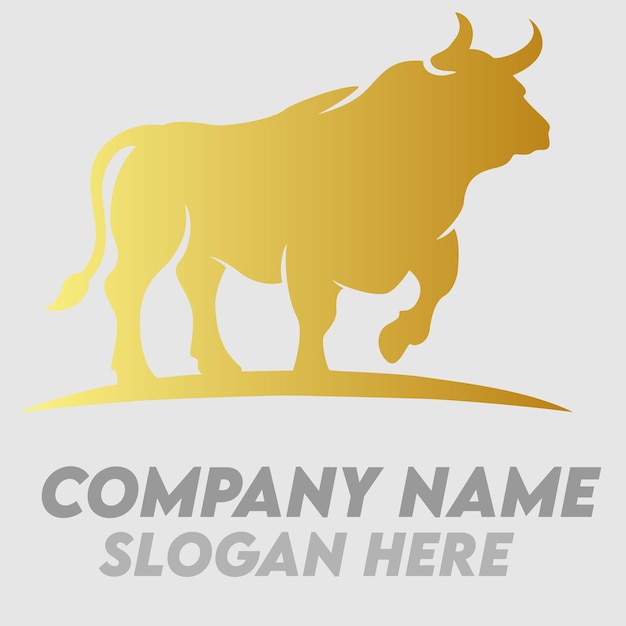 「会社名」というタイトルの雄牛のロゴ