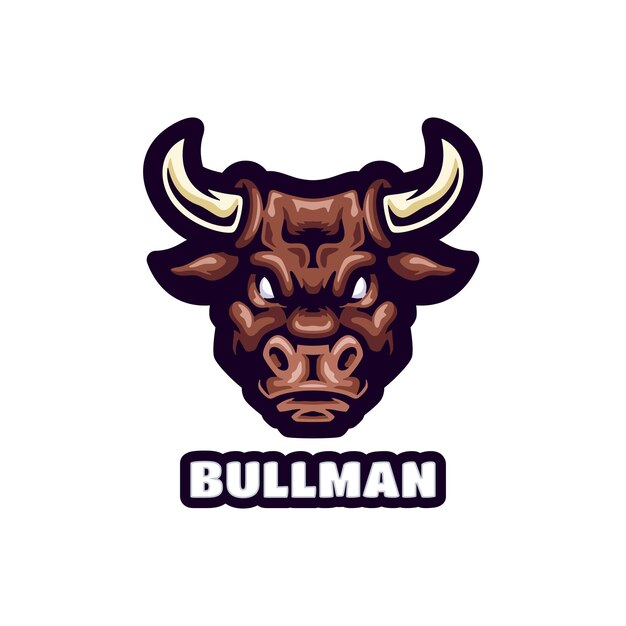 Vettore progetto del logo della mascotte bull man