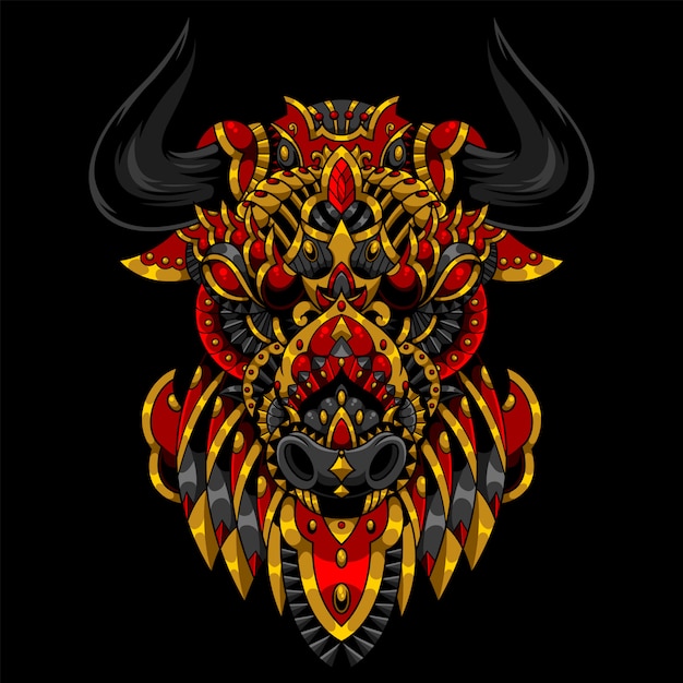 Bull mandala zentangle illustration en tshirt ontwerp