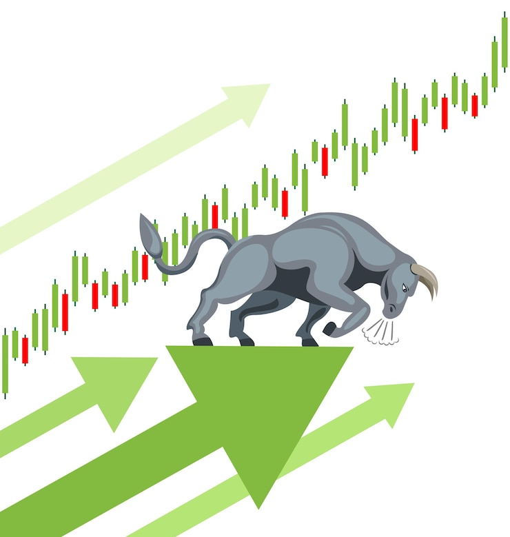 वेक्टर bull market stocks growth vector