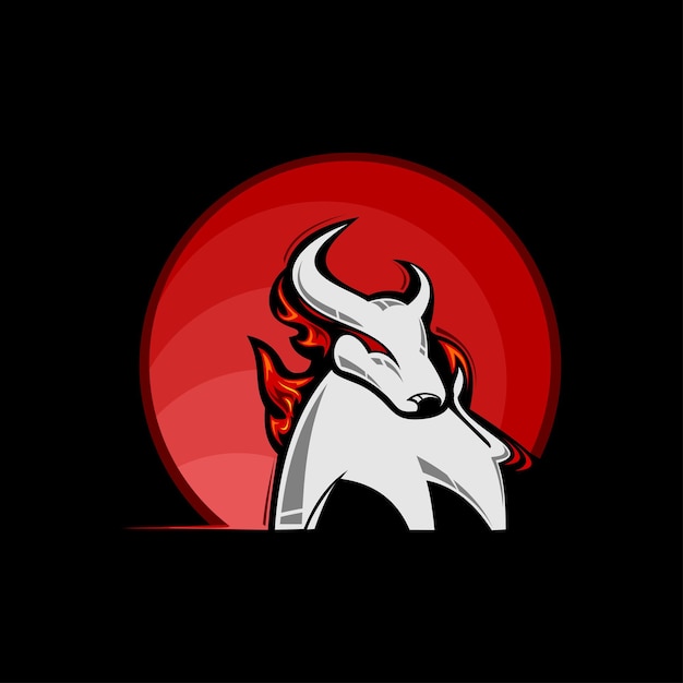 Logo personalizzato della mascotte del toro modello del logo del toro disegni dell'illustrazione vettoriale simbolo dell'icona del vettore rosso e b