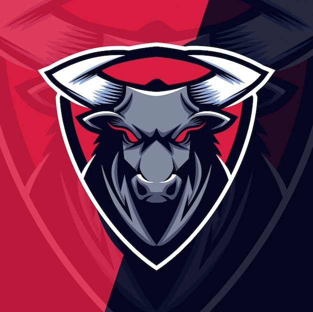 Vettore toro mascotte esport logo design