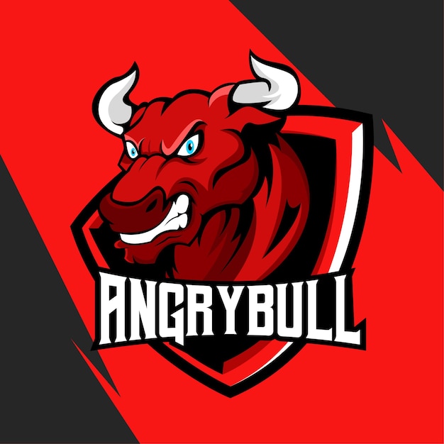 Bull mascot esport logo vector illustration