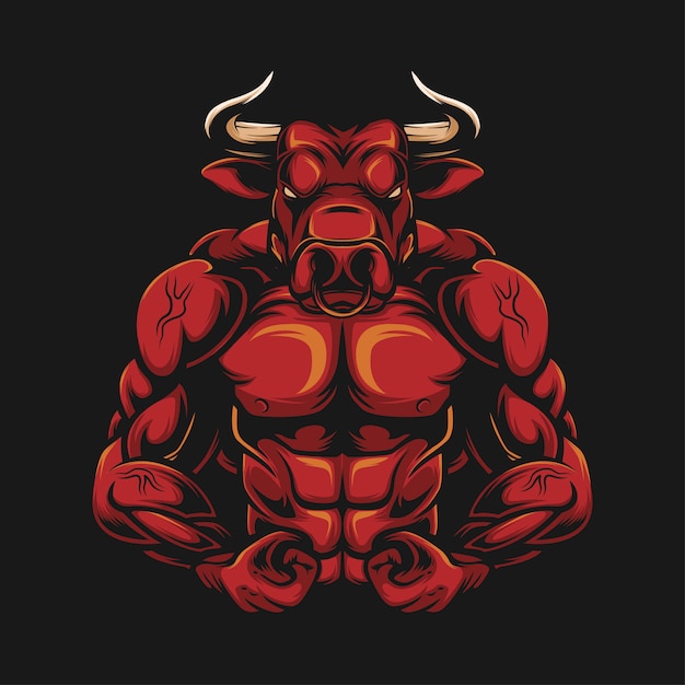 Vector bull mascot muscular