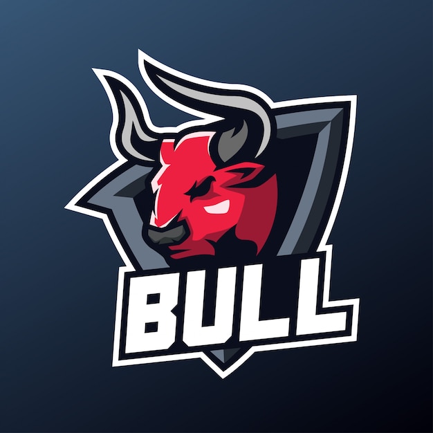 Mascotte di toro per sport ed esports logo isolato