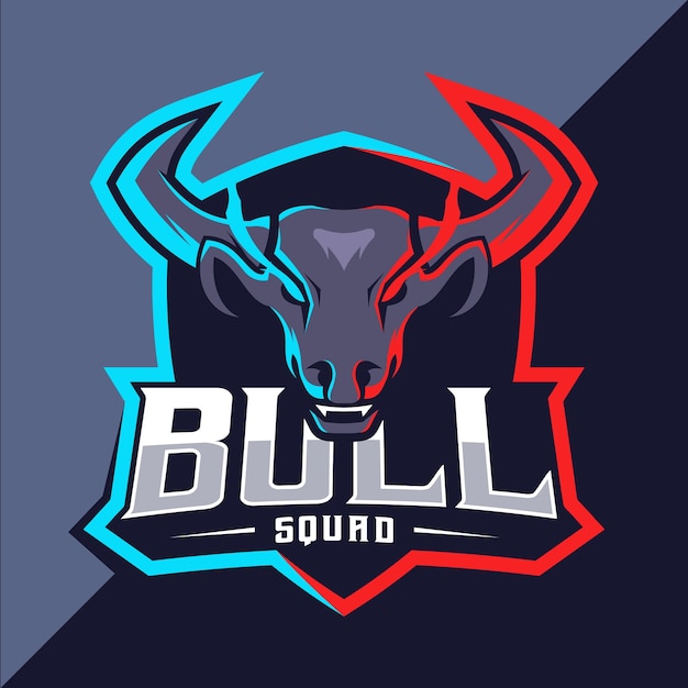 Bull mascotte esport logo ontwerp