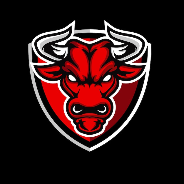 Bull mascotte logo ontwerp geïsoleerd op zwart