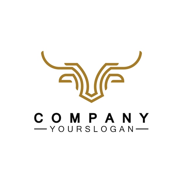 Bull monoline logo design vector template