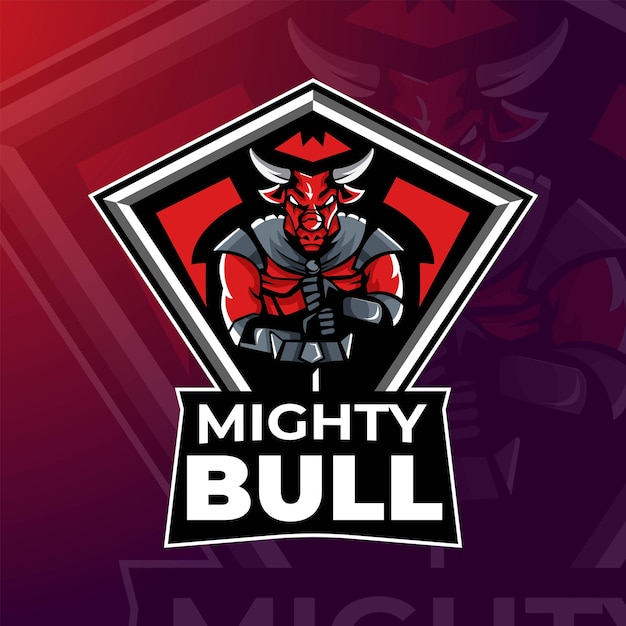 Bull pro player esport gaming mascot logo template premium vector premium vector