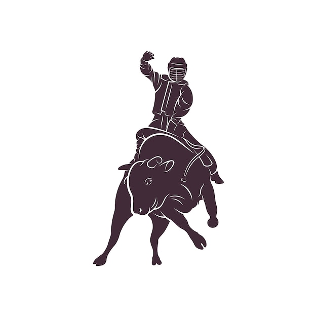 Illustrazione vettoriale del design bull rider simbolo icona modello creative bull rider logo design