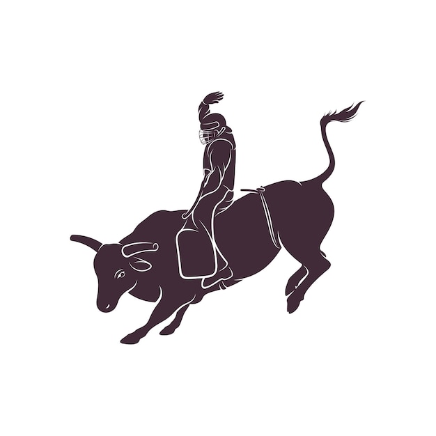 Vector bull rider design vector illustration creative bull rider logo design concepts template icon symbol