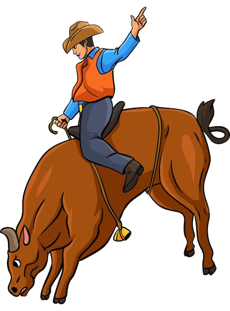Illustrazione di clipart colorata del fumetto di guida del toro
