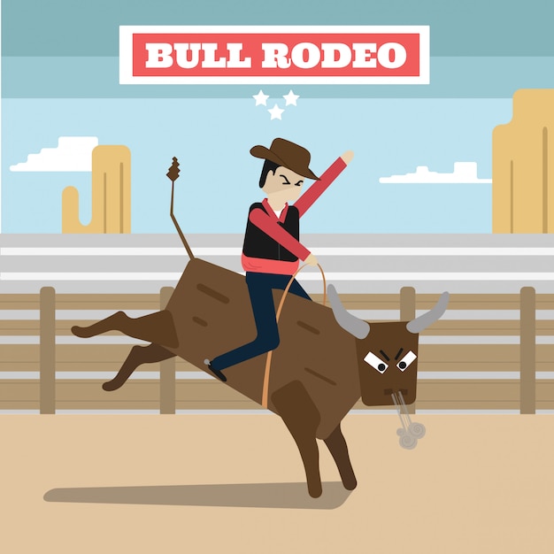 Vector bull rodeo