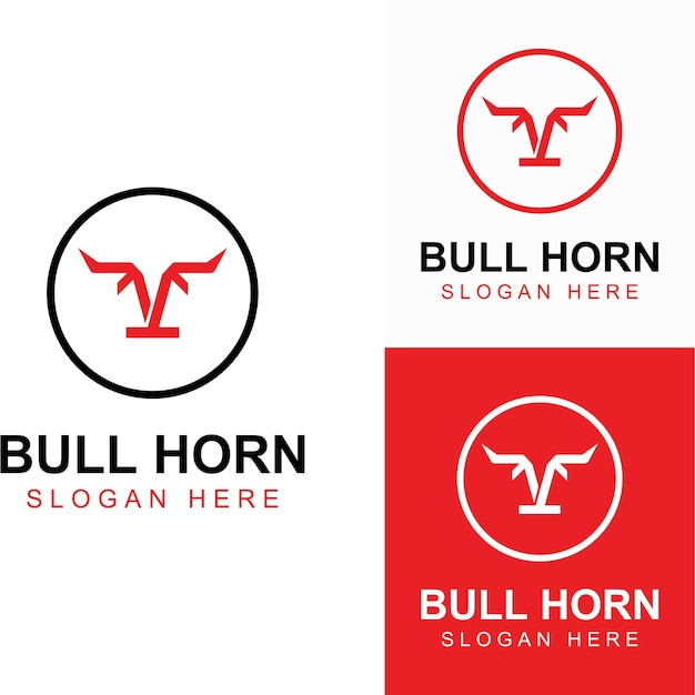 Bull's head horn-logo Een vectorillustratie-sjabloonontwerpconcept gebruiken