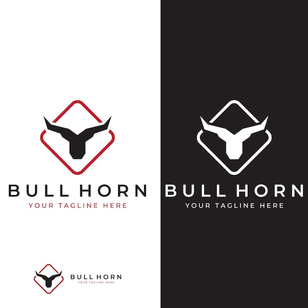 Bull's head horn-logo Een vectorillustratie-sjabloonontwerpconcept gebruiken