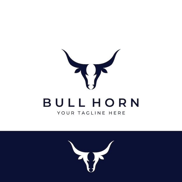 Bull's head horn-logo Een vectorillustratie-sjabloonontwerpconcept gebruiken