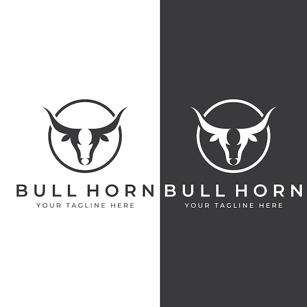 Bull's head horn-logo een vectorillustratie-sjabloonontwerpconcept gebruiken