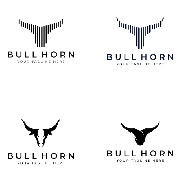 Bull's head horn-logo Een vectorillustratie-sjabloonontwerpconcept gebruiken