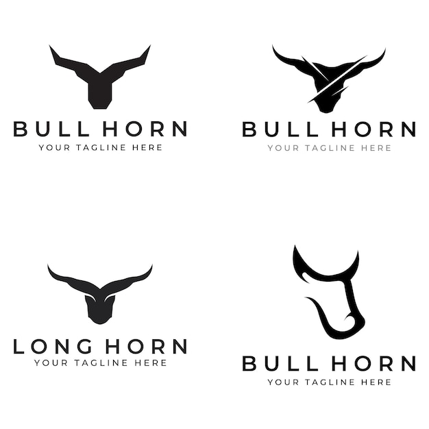 Bull's head horn-logo een vectorillustratie-sjabloonontwerpconcept gebruiken