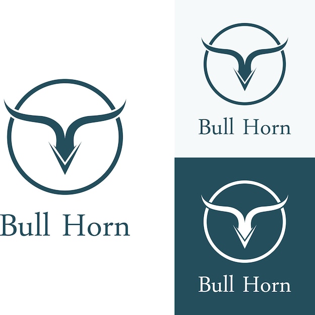 Bull's head horn logo using a vector illustration template design concept