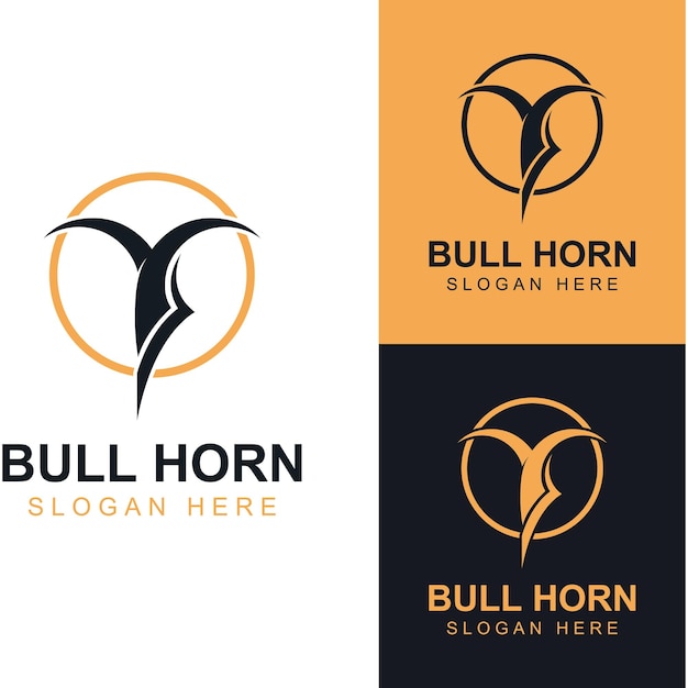 Bull's head horn logo Using a vector illustration template design concept