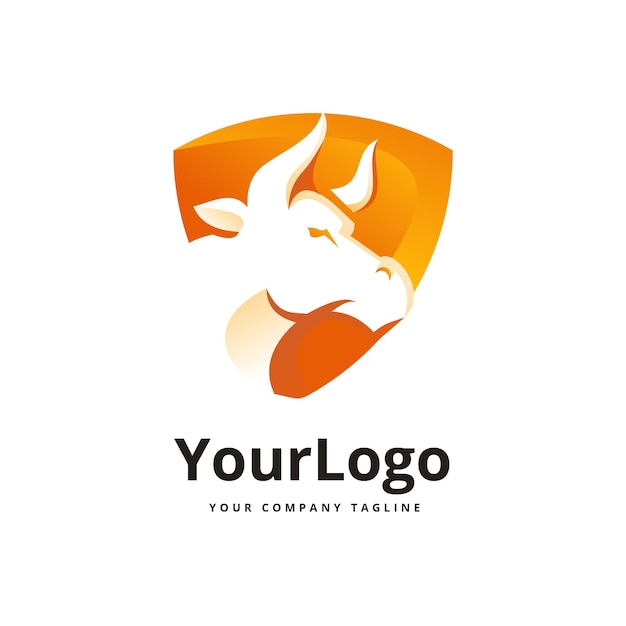 Bull and shield logo Premium vector