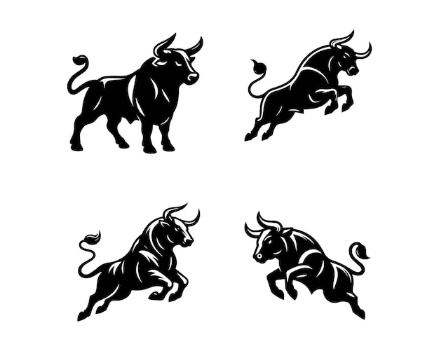 Vector bull silhouette vector icon graphic logo design