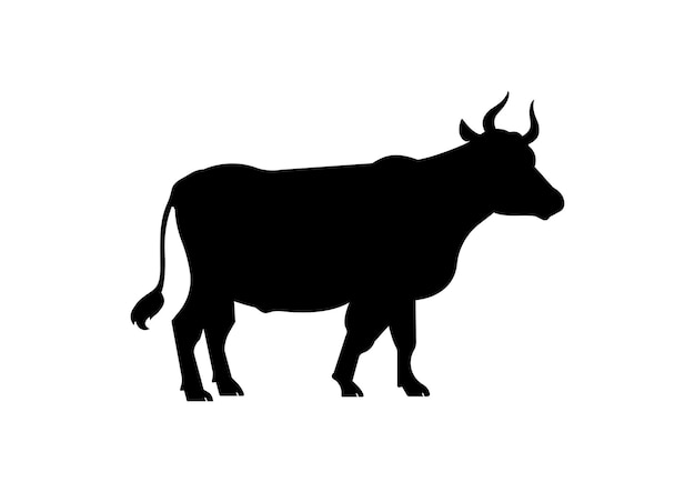 Вектор силуэта быка изолирован на белом фоне
