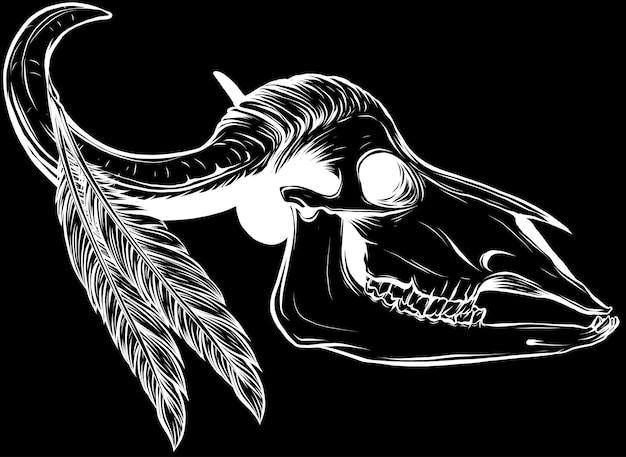 Vector bull skull vector art outline illustration