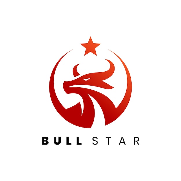 Vettore logo bull star con una stella rossa in alto
