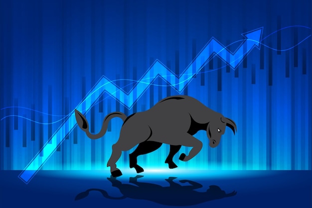 bull stock market profit vector