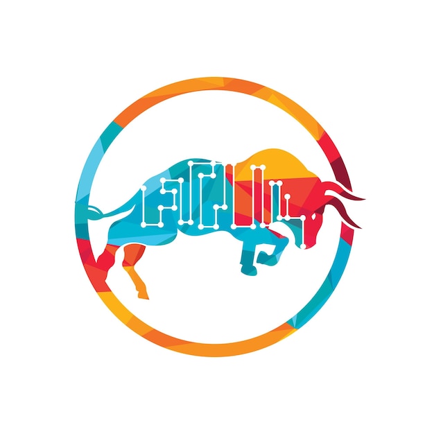 Bull tech vector logo design