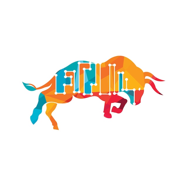 Дизайн векторного логотипа Bull tech