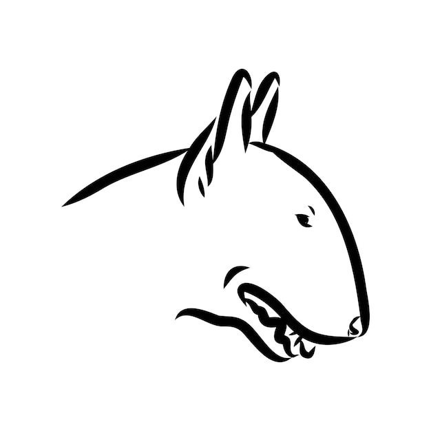 Bull terrier bull terrier funny face black and white vector illustration